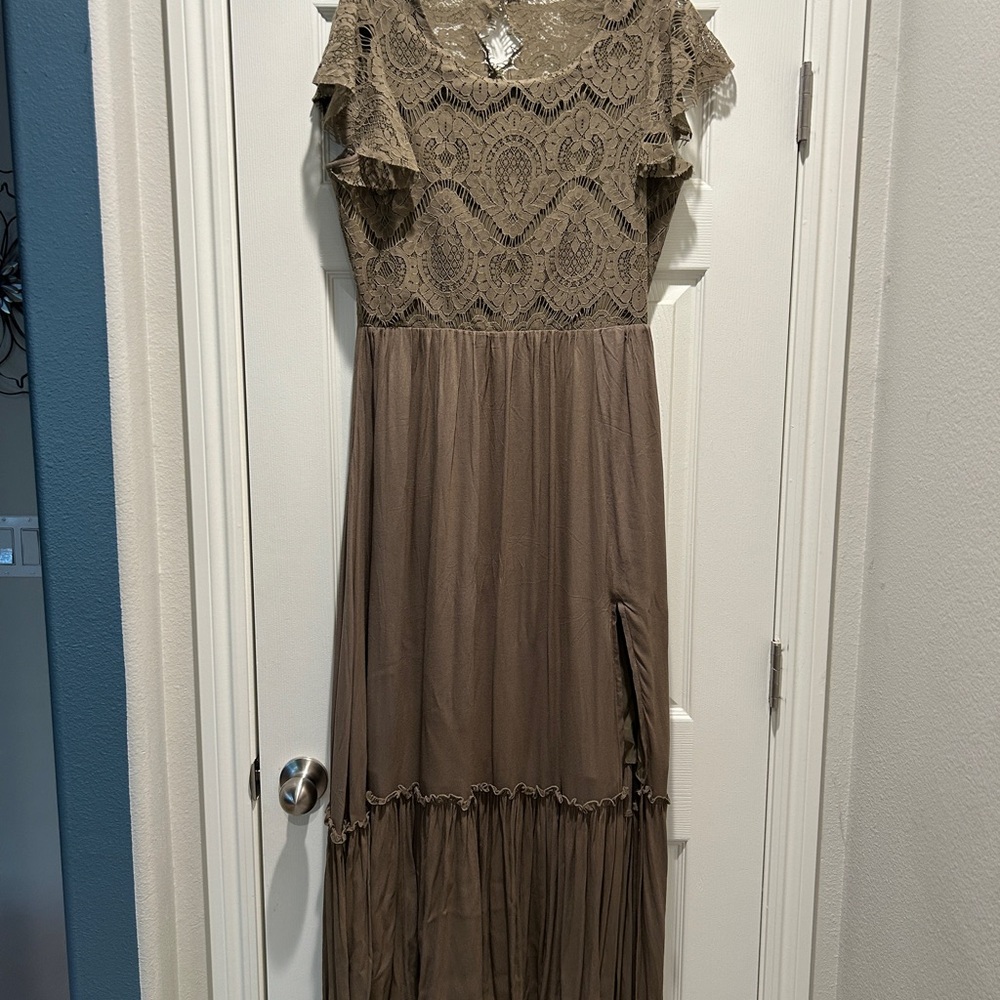 Joyfolie Olive Green Lace Dress - Picture 6 of 8